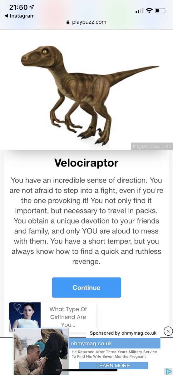LauraNadiaHunt's tweet image. “Bet you 50p I come out as a velociraptor”..... 😂😂😂SO PREDICTABLE. #playbuzz #dinosaurquiz playbuzz.com/mercyb10/what-…