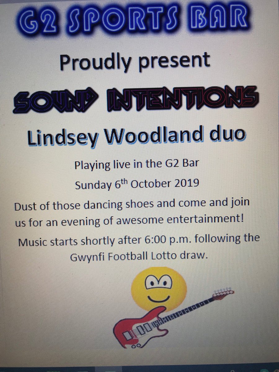 Next Sunday we welcome “Sound Intentions” in the G2 bar. The Cape’s very own Lindsey Woodland duo is back by popular demand! 😃 Live music kicks off at 6:00 p.m. following the Gwynfi Lotto draw. See u there for lots of beer 🍺 great music 🎸 and maybe even a cheeky shuffle 🕺🏻