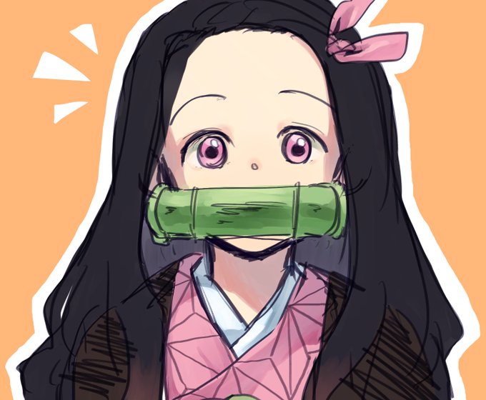 祖父さんがTwitterに投稿した竈門禰豆子(鬼滅の刃)のイラスト。