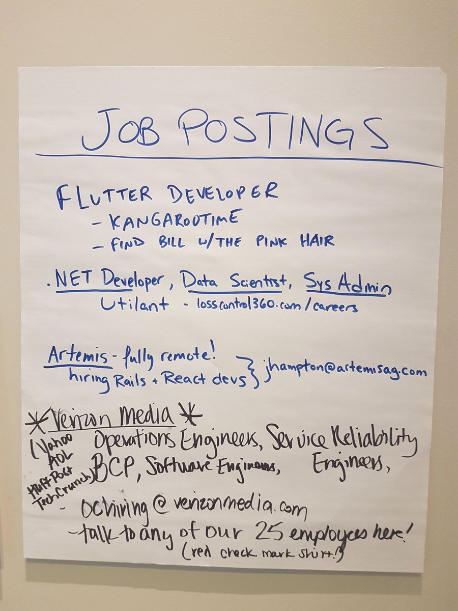 binarytea's tweet image. Check out the job boards from DevopsDays Buffalo! We had a ton of awesome postings from both vendors and attendees. #DevOpsDaysBuf