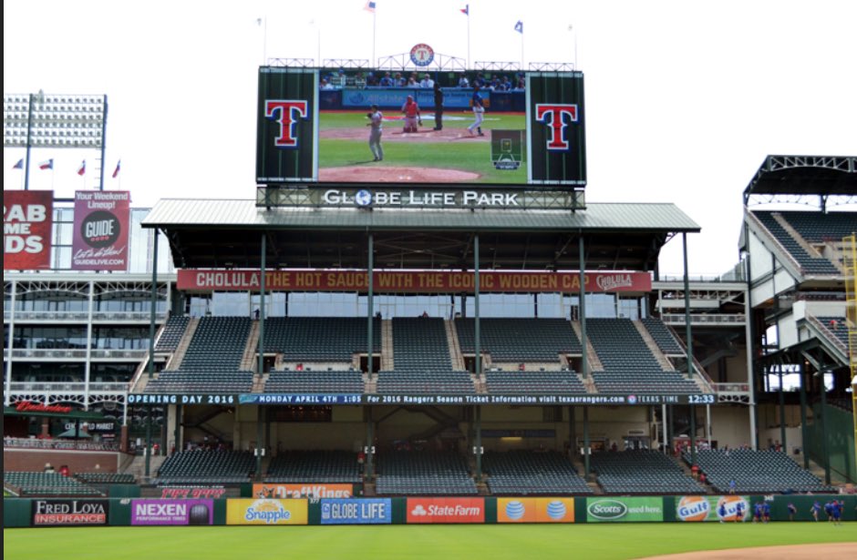 MLBcathedrals's tweet photo. The last #Rangers game at The Ballpark in Arlington/Globe Life Park is tomorrow. The right field porch was a nod to Tiger Stadium. Sad to see it go. https://t.co/8724sgNmPJ