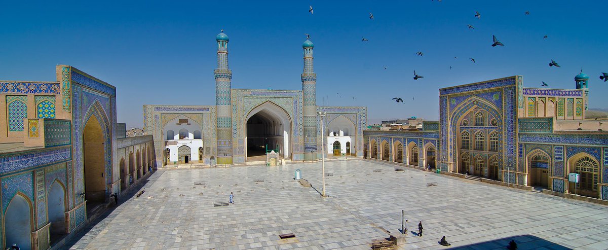 The Great Mosque of Herat was built by the Ghurids, under the rule of the Sultan Ghiyath al-Din Muhammad Ghori, in 1200 CE, and later extended by several rulers such as the Timurids, the Safavids, the Uzbeks, etc all of whom supported the mosque.