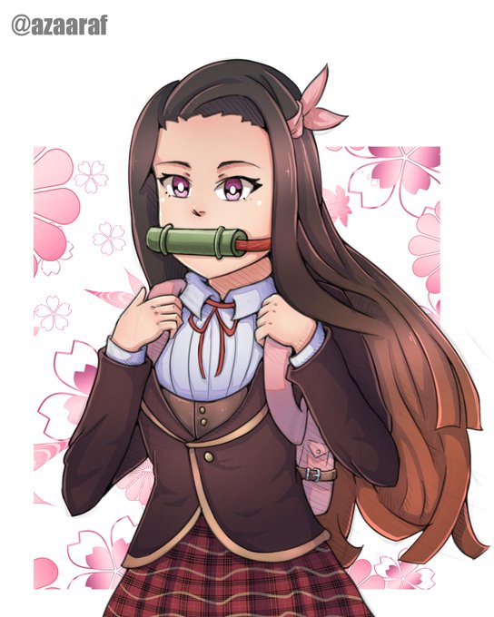 Azaaraf (Commissions OPEN)さんがTwitterに投稿した竈門禰豆子(鬼滅の刃)のイラスト。