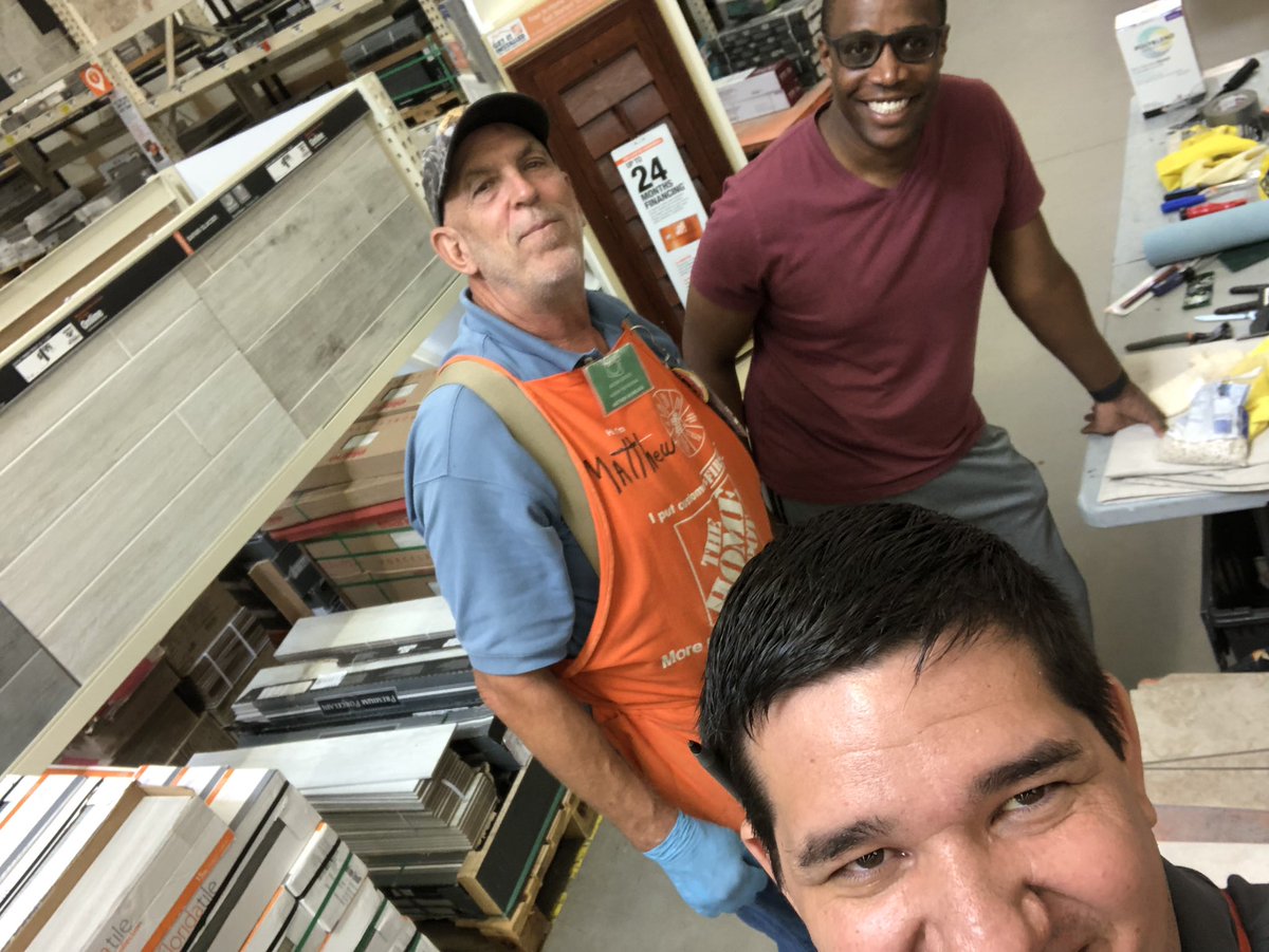 rag336's tweet photo. It’s Saturday, time to learn how to lay tile. Come down to The Home Depot and learn from the best tile installer and garden expert Matt @0414Home @ashworth_vi @jahenriquez28 @deluca_liz @Brenda97157927 @DavidLo22342572 @0414Sasm https://t.co/RNLSVtoH6p