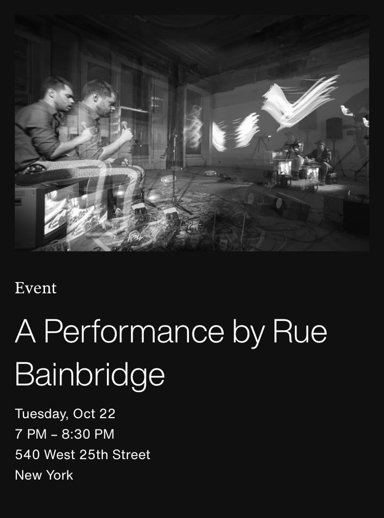 bentoncbainbrid's tweet photo. Rue Bainbridge improvise light drawings and music at the new Pace Gallery. Tickets are free but very limited: https://t.co/baCIP0uUGh #realtimemedia #mediaart https://t.co/OrNomTx6TC