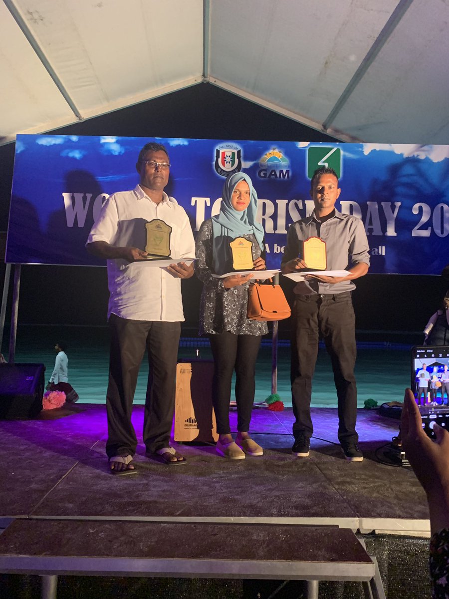 CONGRATULATIONS to THODDOO , RASDHOO & UKULHAS for winning  AWARD 2019 ' on LOCAL ISLAND TOURISM AWARD 2019, organised by @gamaldives (GAM)!
Winning this awards must be a great success, I’m Proud to represent you all as always... 
#WorldTourismDay2019 
#Localislandaward2019