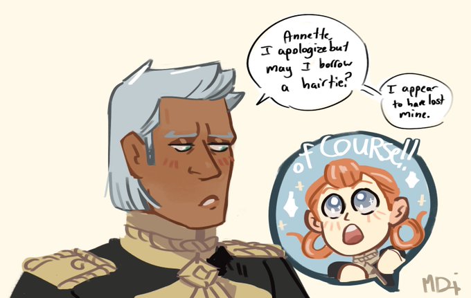 I've needed to draw pre time skip dedue with his hair down for a while and also Annette 