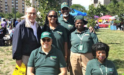 UWSCERT's tweet image. Bronx CERT members supported the Co-op City Community Fair by directing traffic, distributing preparedness material, and recruiting new members. Assemblyman Michael Benedetto (left w/yellow bag) stopped by the table to pick up preparedness materials for his family.