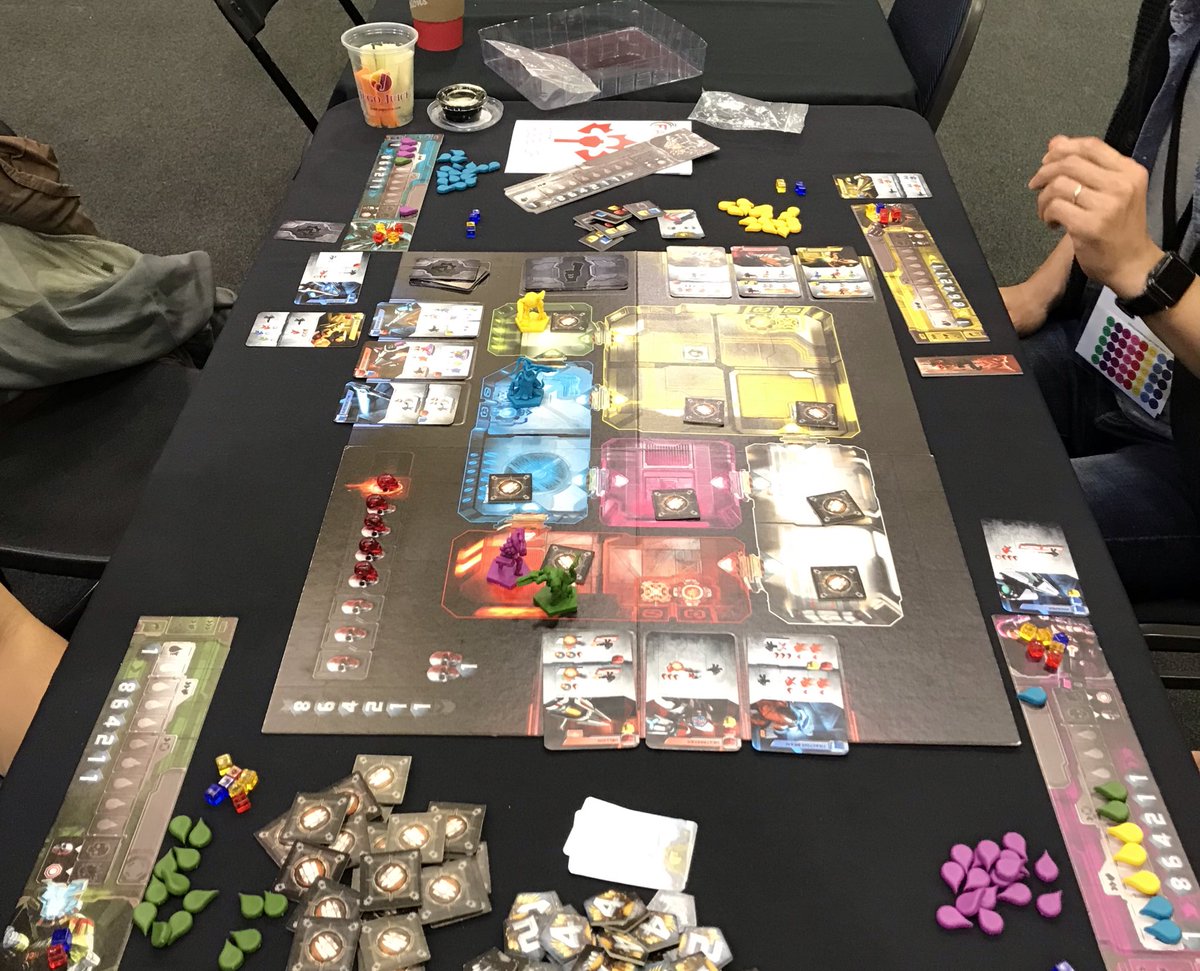 BCboardgamers's tweet photo. @czechgames #adrenaline @FallConYYC #fallcon32 ... finally played this exciting and frenzied game.  The game mechs make sense to the theme and allow you to play without interference of understanding vs game flow and pace ... loved it https://t.co/kMI1F1ICCv
