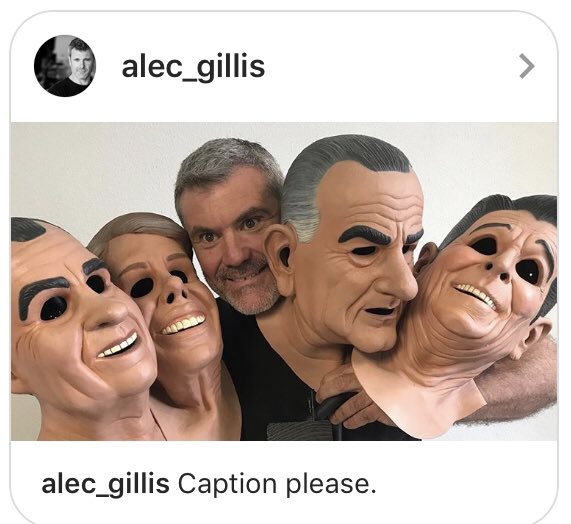 PointBreak_Live's tweet photo. THE @alec_gillis and the real versions of the masks that we came to embrace on stage every weekend for nearly 10 years in “Point Break Live”. Now see us in #TopGun Live tonight @catchonela. https://t.co/AViUet5YtA for tix info. https://t.co/n6iJfPrjcl