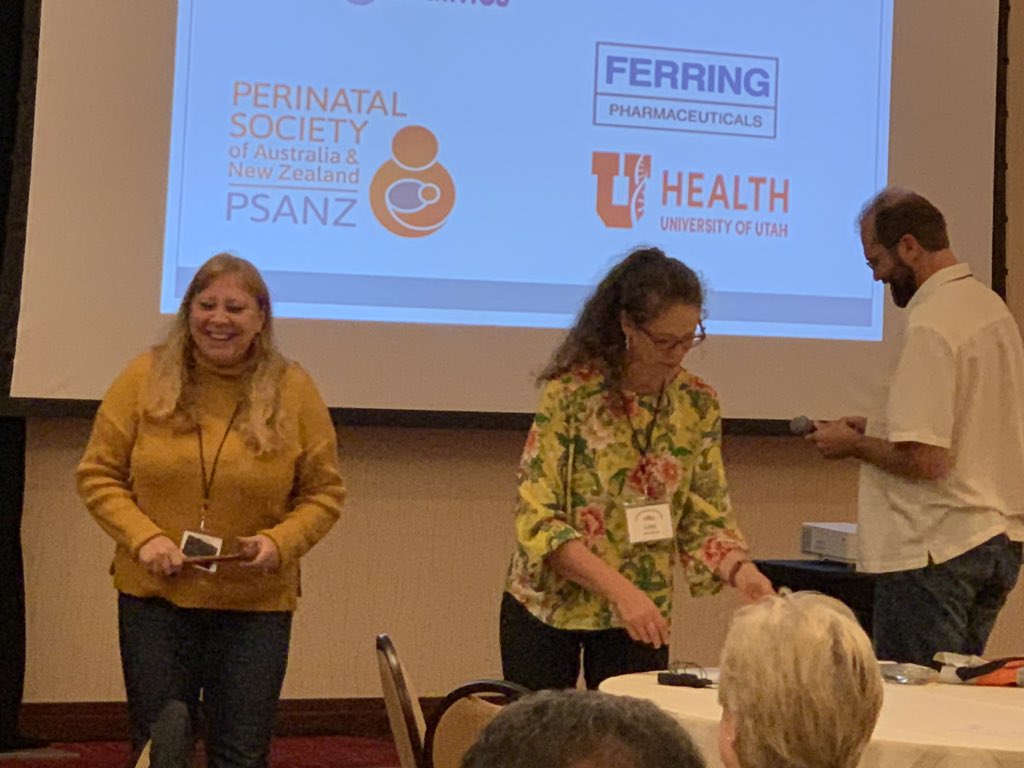 EdlowLab's tweet photo. @IrinaBurd takes the gavel from @JossMooreLab  to become the next president of @PerinatResSoc! #PRS2019 https://t.co/TVlURbIvMe
