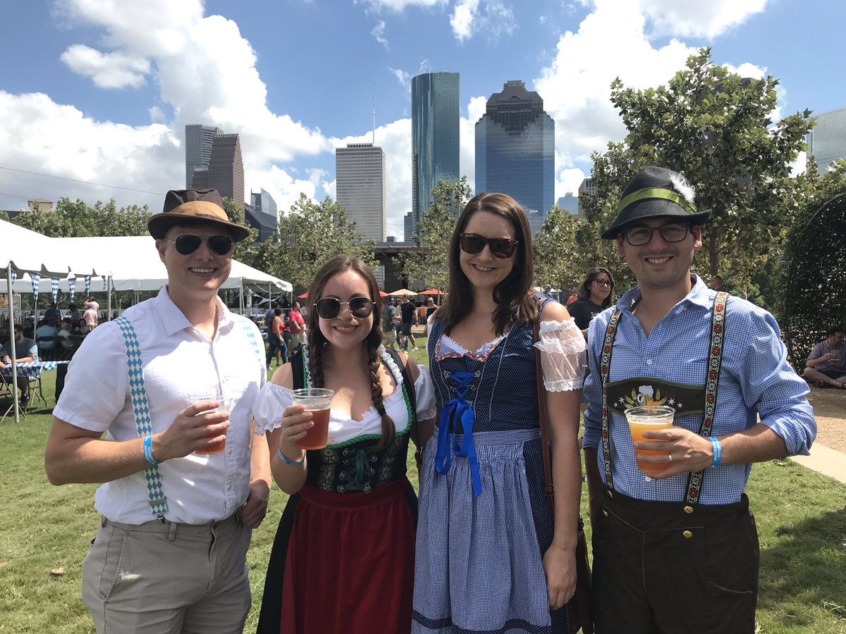 OktoberfestHTX's tweet photo. It’s an an absolutely b-e-a-utiful day here at #OktoberfestHTX, and this crew came dressed to impress! 

What are you most excited for today? https://t.co/NyUsEEfkrb