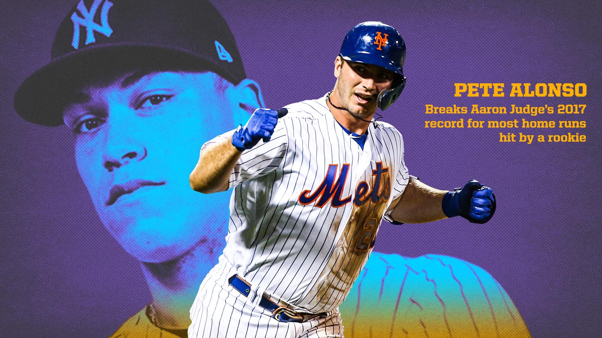 ESPN on X: Polar Bear Power 💪 Pete Alonso breaks Aaron Judge's record for  most homers by a rookie with 53 😤  / X