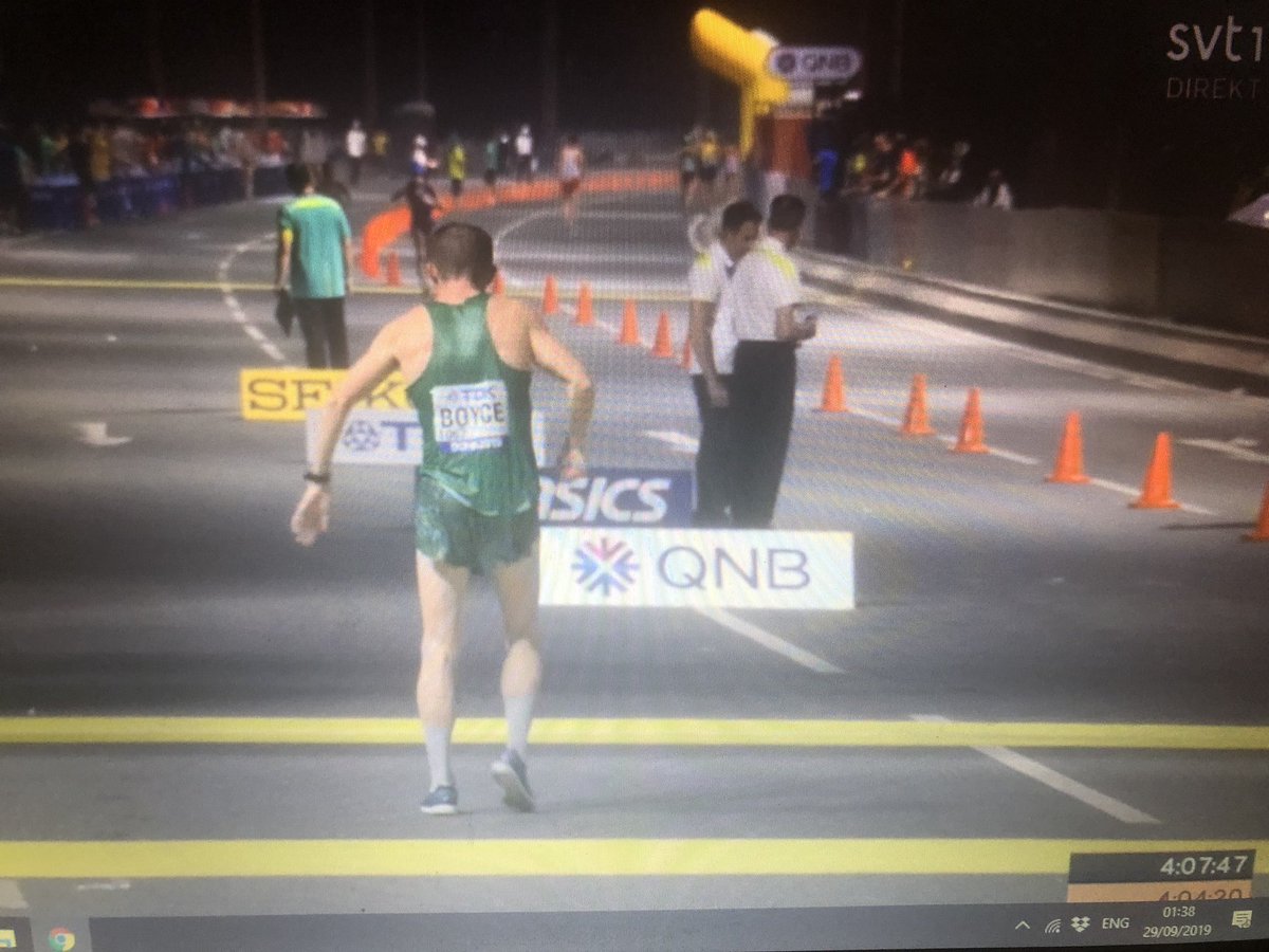 WillDowningComm's tweet photo. Wild finish for @brendanboyce in sixth in the 50k walk. Thought he was going to moonwalk over the line. #WorldAthleticsChamps #Doha2019 #upboyce ๐ฎ๐ช๐ฎ๐ช๐ฎ๐ช https://t.co/k3JvbI8DNX