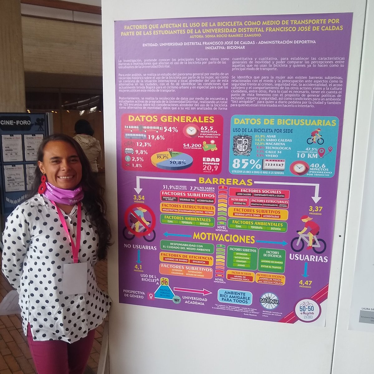 bicionar's tweet image. @bicionar presentación del póster de investigación mujer bicicleta y Universidad Distrital #Congreso5050 #MasMujeresEnBici @secredistmujer @SectorMovilidad