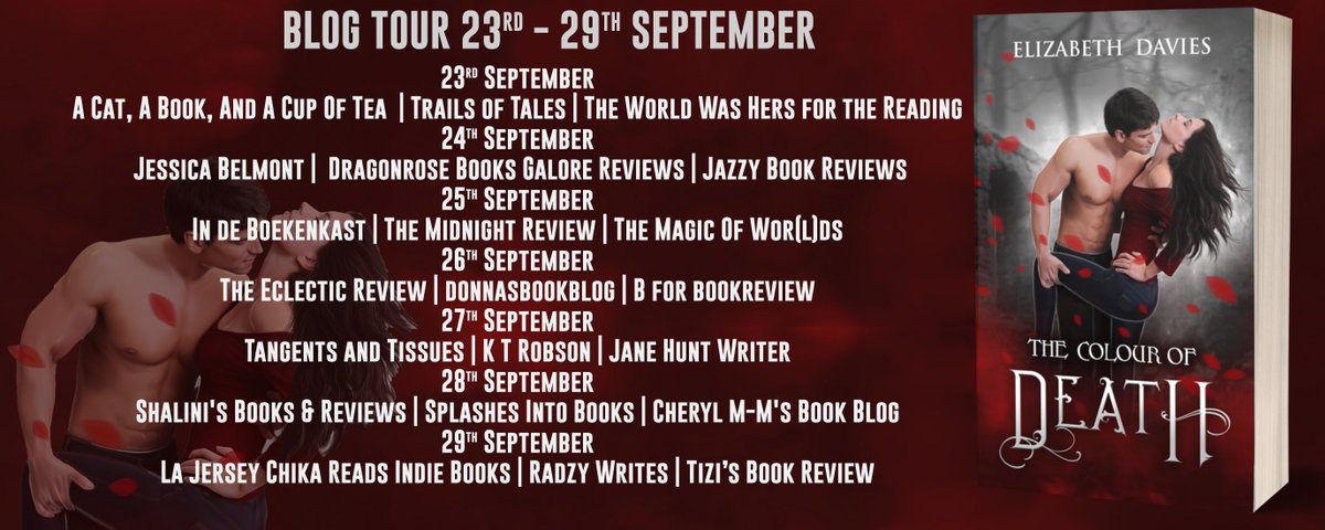 mm_cheryl's tweet photo. Join me for the #BlogTour The Colour of Death by Elizabeth Davies @BethsBooks 'It's a paranormal urban fantasy - a sizzling and steamy supernatural tale.' https://t.co/eNniIAY8aS #TheColourofDeath #TheColours @rararesources #RachelRandomResources https://t.co/wEPSlrUcdJ