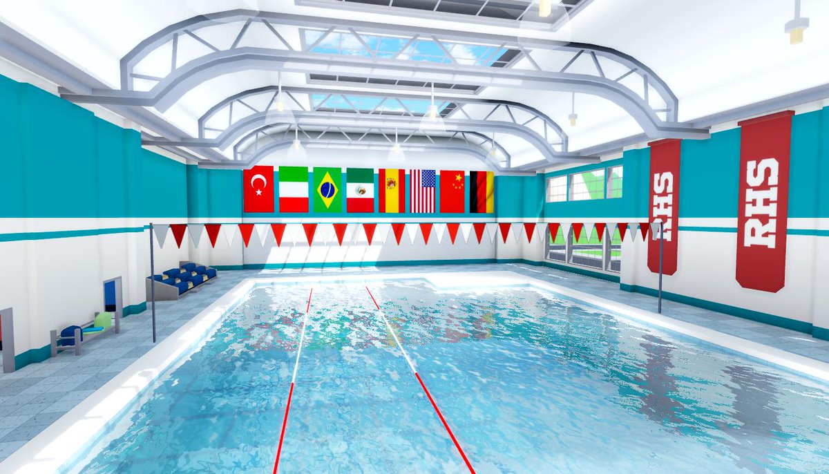 Robloxian High School On Twitter Representing Our Favorite Countries In The New School S Pool What Other Flags Should We Hang - robloxian pool roblox