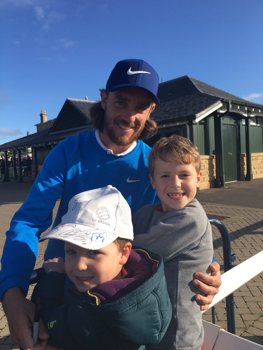 lescairnswright's tweet photo. @TommyFleetwood1 thanks for the picture today Tommy! Boys delighted. Favourite part of the day ❤️ https://t.co/GAUhSdbiWA