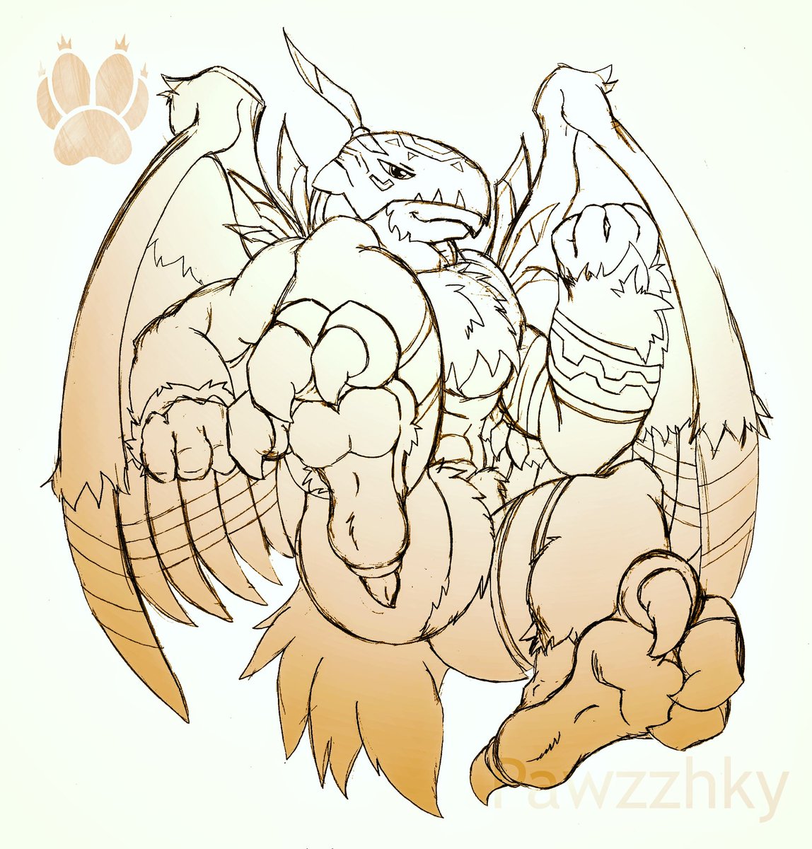 Pawzzhkyx3's tweet photo. Garudamon!!!
Dorumon Paws!!!
DigiPaws 5/6

#furry #furryfandom #digimon  #paws #pawzzhky #digipaws #rule34  #cute #yiff #lineart https://t.co/IyY5bluzkE