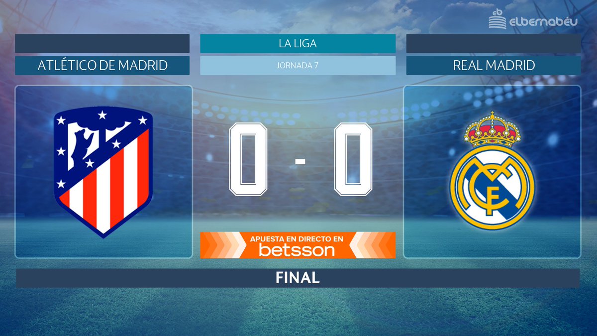 ⏰ FINAL | <a href="/Atleti/">Atlético de Madrid</a> 0-0 <a href="/realmadrid/">Real Madrid C.F.</a> #AtletiRealMadrid ww.elbernabeu.com/RF5ftw