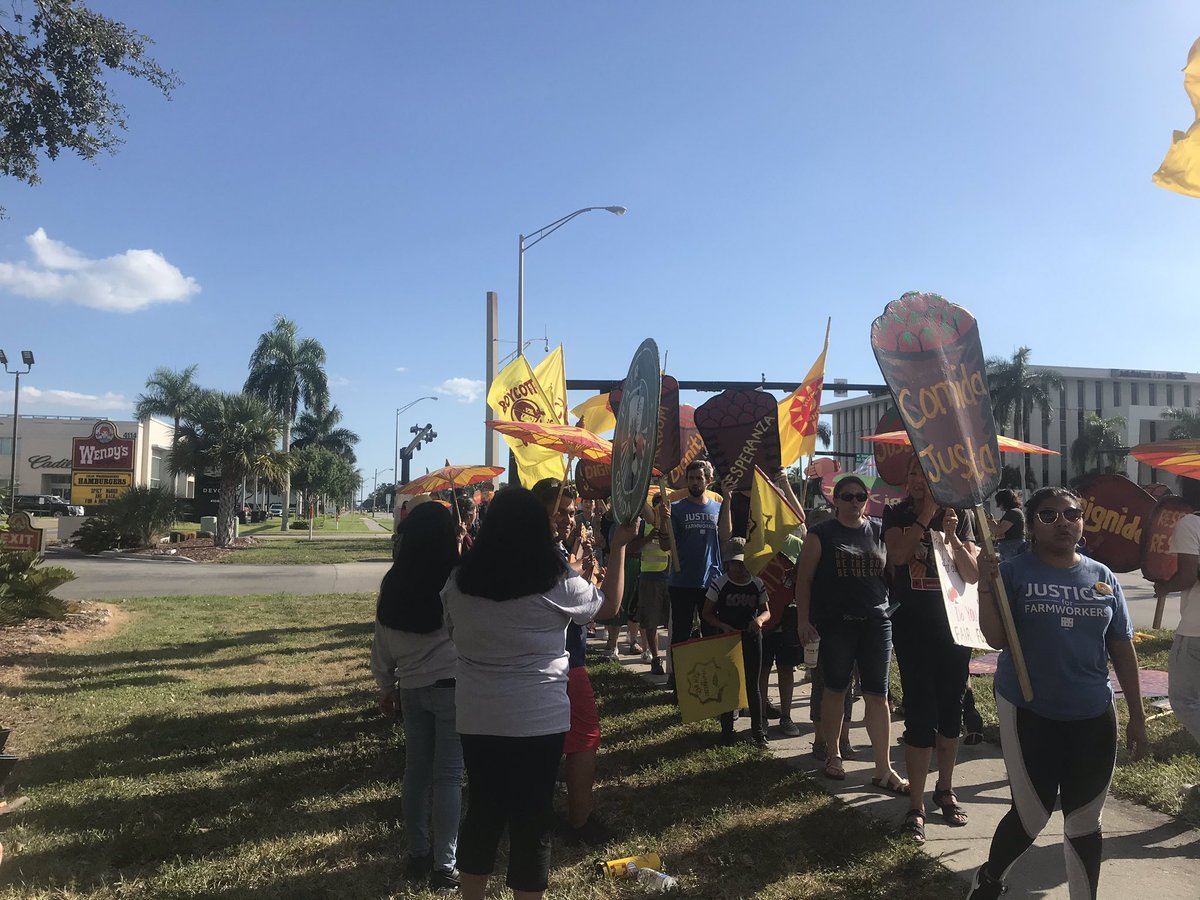 sfalliance's tweet photo. HAPPENING NOW: Tons of students, farmworkers, and community members gather in solidarity to protest against @Wendys and the exploitation that occurs in their labor chain. #2019encuentro #boycottwendys 🔥 https://t.co/aRB1Hbwg2T