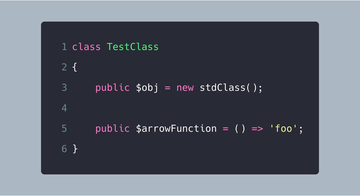 enunomaduro's tweet image. With @php_plus, the initialization of class properties can be an entire expression. Chris originally studied this idea, and I am happy about including this in Plus. 👌🏻 github.com/preprocess/plus