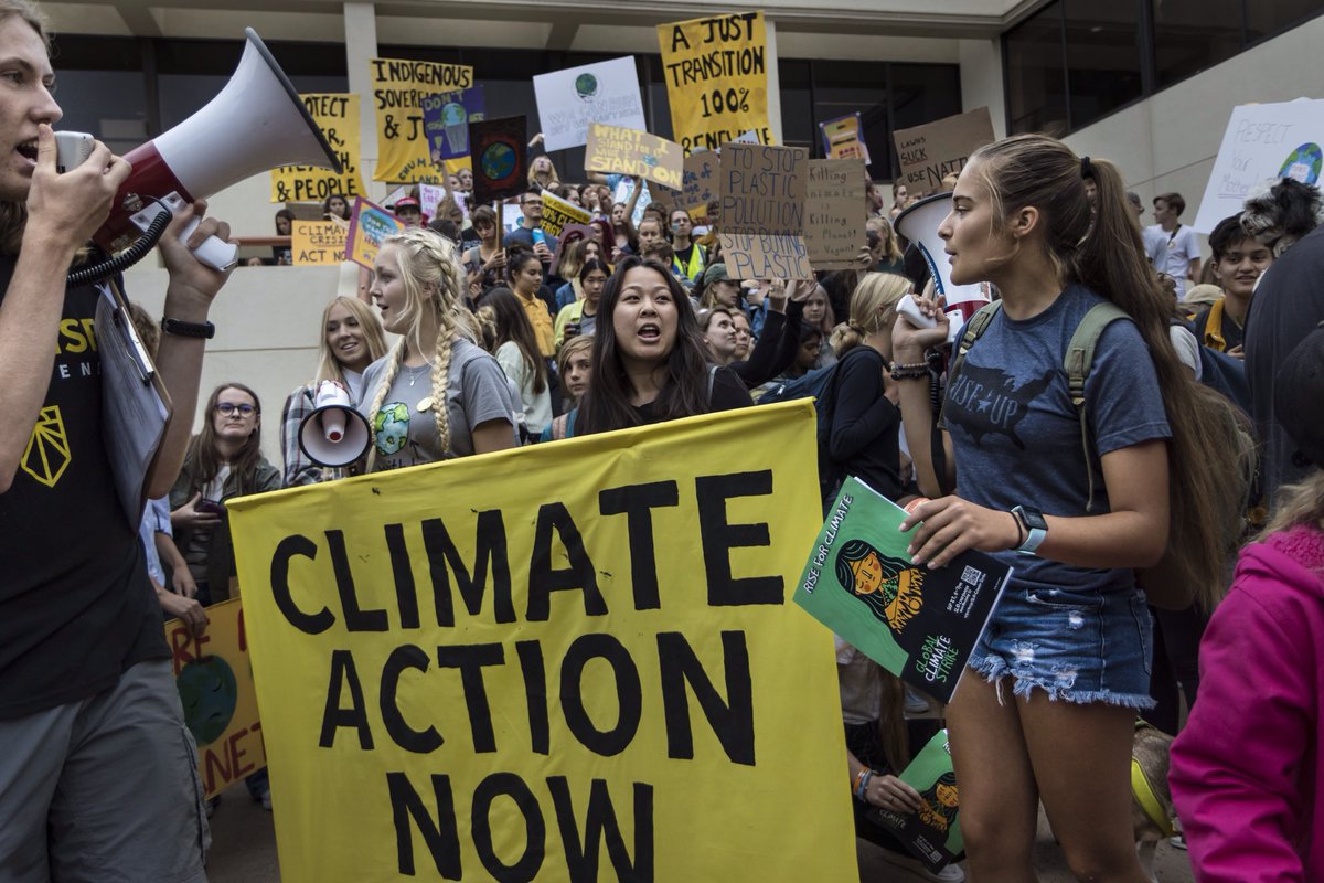 Almost a thousand people came out yesterday to rally for Climate, Jobs and Justice in SLO County. Speakers demands the Board of Supervisors and <a href="/GavinNewsom/">Gavin Newsom</a> take climate action. #OurLastChance #SloClimateStrike #StrikeWithUs