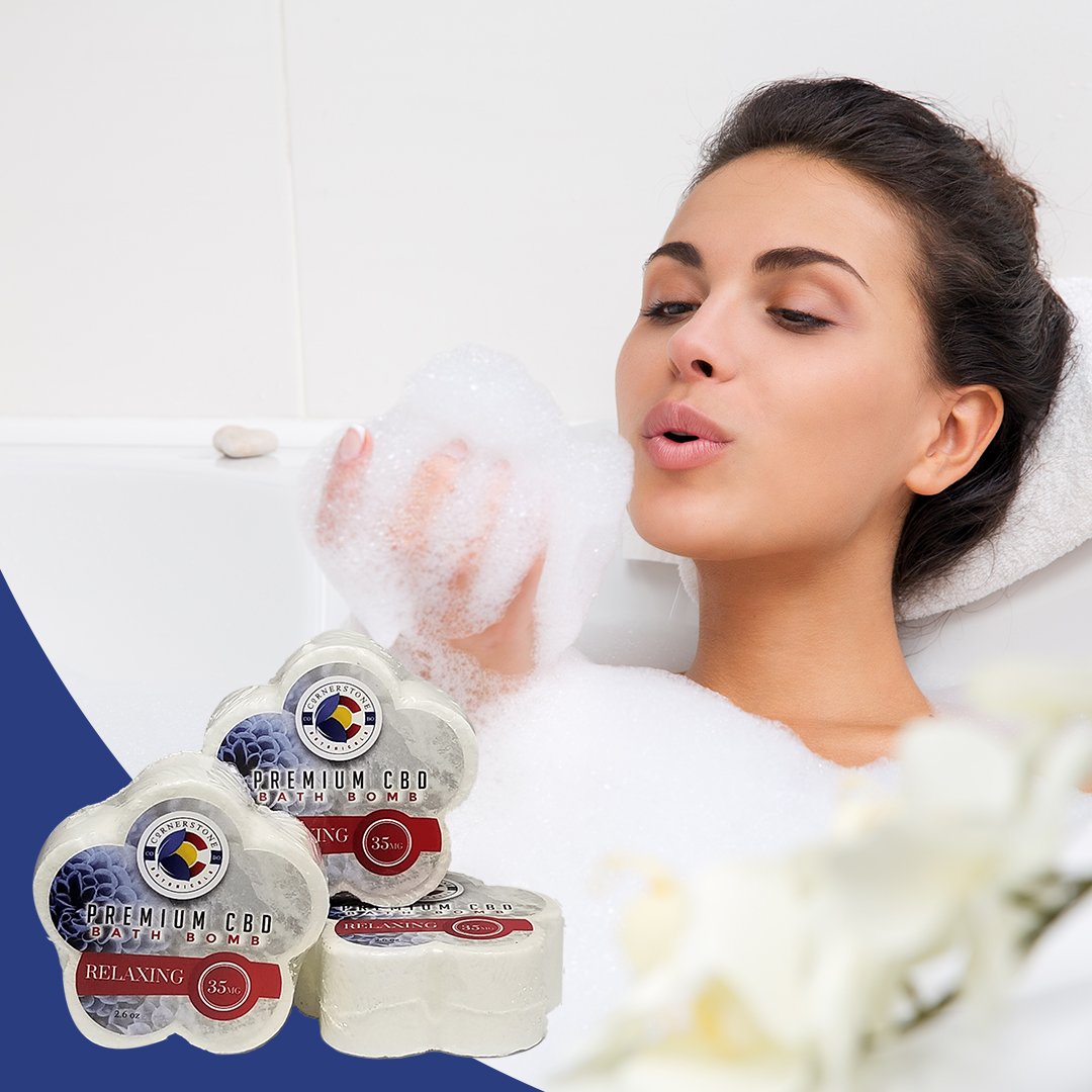 CornerstoneCBD's tweet photo. Chillier weather can cause decreased circulation in the body, making your joints stiff and uncomfortable. Treat yourself to a warm, soothing bath with our Premium CBD Bath bomb filled with chamomile, lavender, and lemon essential oils. https://t.co/QUP8DPcDSy