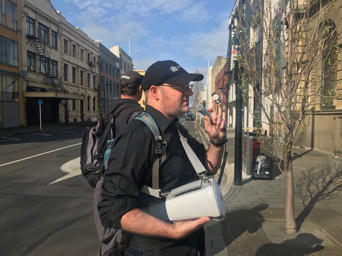 Archaeologist Matt Schmidt giving his brilliant walking tour of Dunedin’s 1865 shoreline. Another tour this afternoon. Get amongst! It forever changes how you view the city.