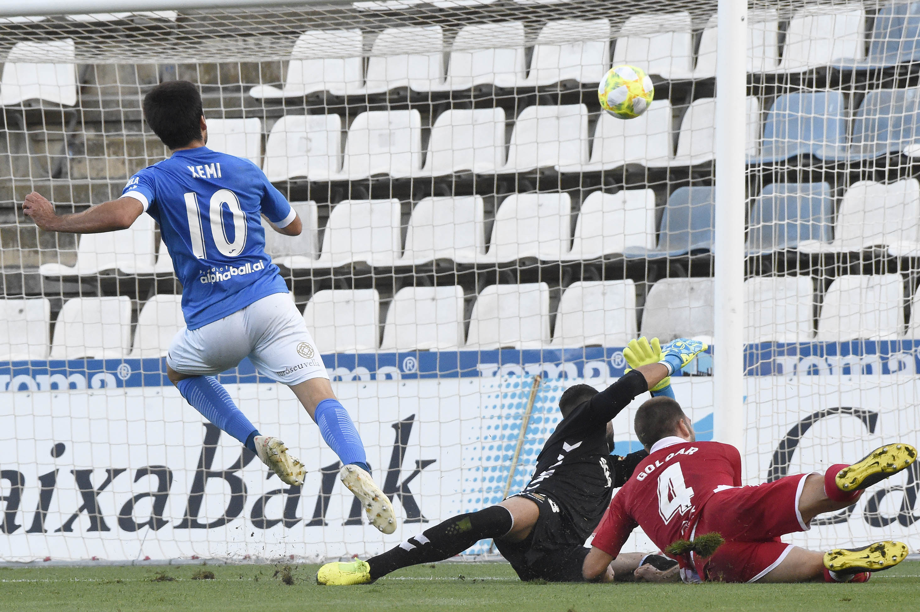 El gol del partit, anotat per Xemi Fernàndez. Foto realitzada per Santi Iglesias