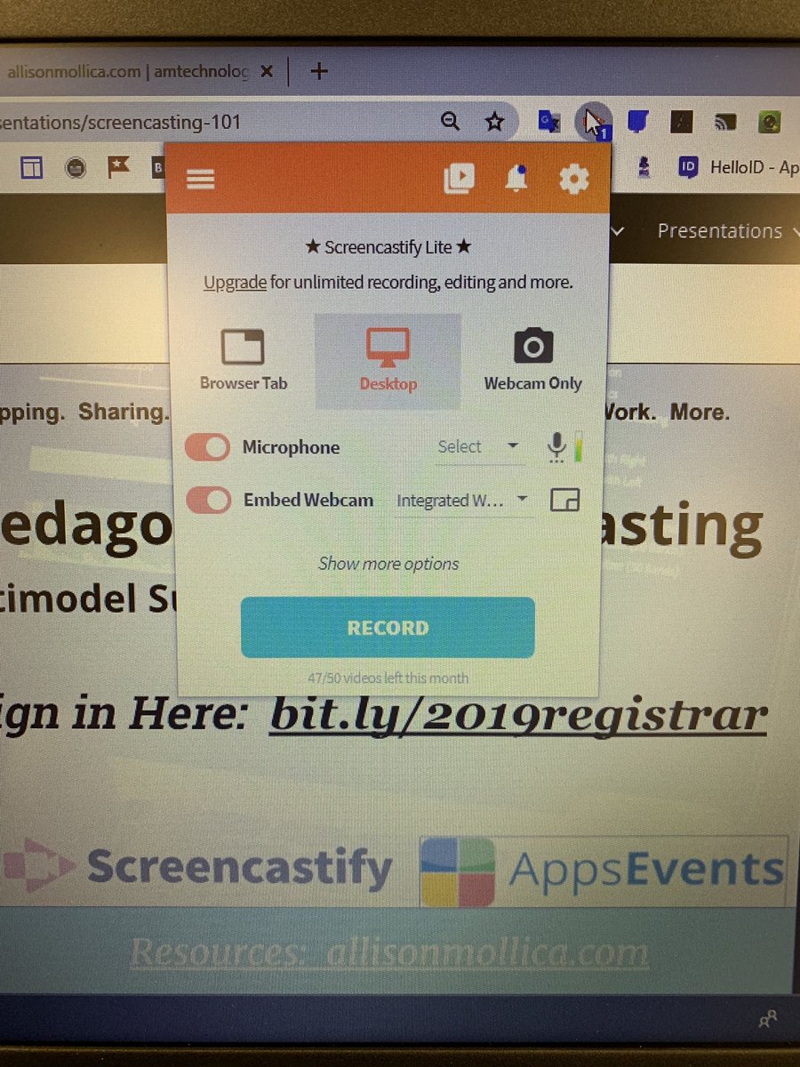 WilliamsKimCWU's tweet photo. Have you tried using Screencastify today - great tool! #GooglePD https://t.co/siSsslXyze