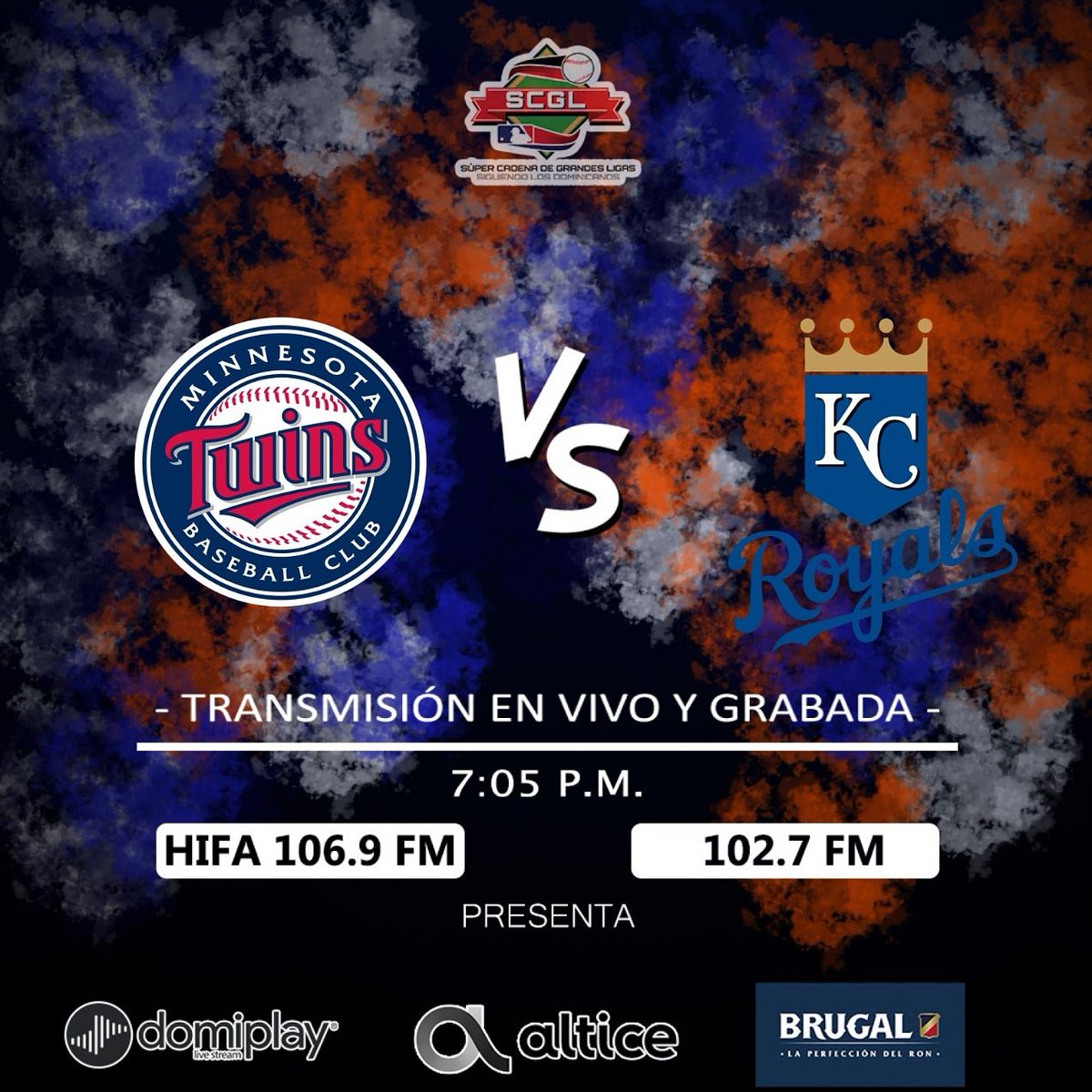 SuperCadenaMLB's tweet photo. ¿La sacará del parque @ncboomstick23 ? Sintoniza @hifa106 y disfruta de toda la acción del partido entre @twins y @kcroyals por la #SuperCadenaMLB con los comentarios y narración de @juanjoserodrd @arenlosdeportes @hectormendez7 #baseball #beisbol #mlb #grandesligas #lasmayores https://t.co/1w2BZvqqoA