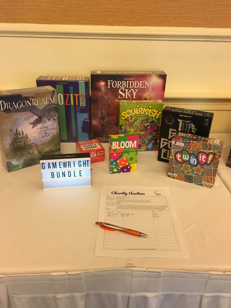 Gamewright's tweet image. Going...Going...Gone! Game bundle  for the @reunitygames auction! #reunitygames