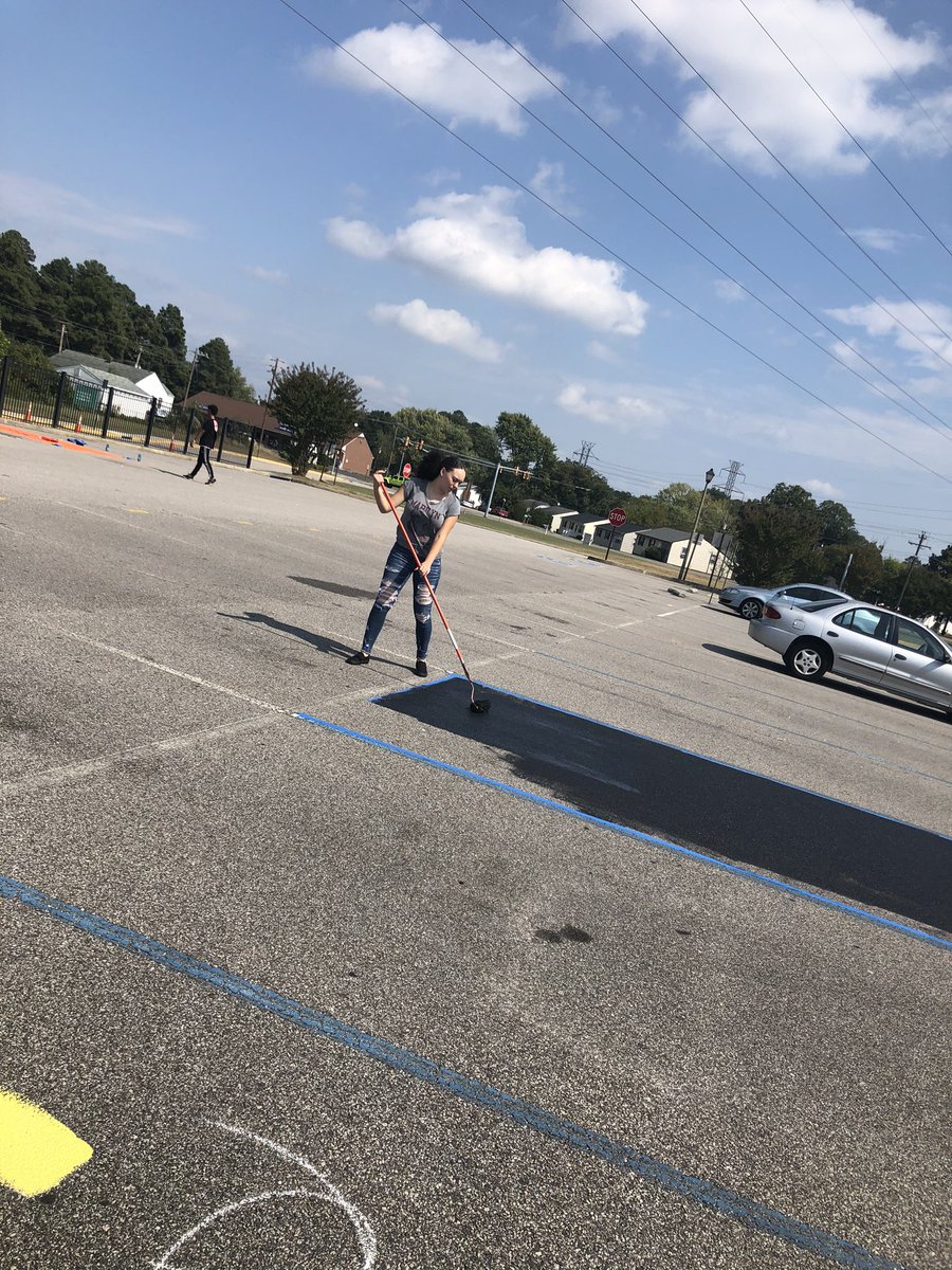 HopewellHS_SCA's tweet photo. Today we started the process of painting faculty parking spaces. Learned A LOT, making plans to finish the others. #makingchanges @HopewellSchools #scarocks https://t.co/AXPXbx0EZ9