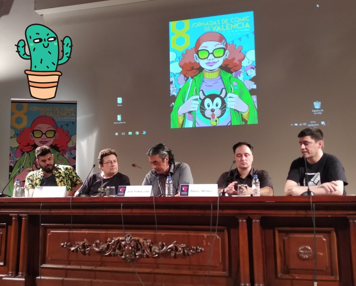 RuNNiNmeN's tweet photo. Pedazo de charla con algunos cracks del dream team de @grafitoed @JoseFonollosa @elflores_art @ComicVlc https://t.co/00dLfsGhAa