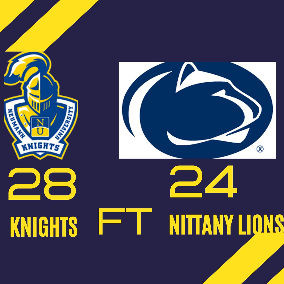 NeumannMRFC's tweet image. The Knights won a close one this afternoon after being down late in the second half 24-14. Two clutch tries late in the game helped them inch passed Penn State Berks. Congrats Neumann!