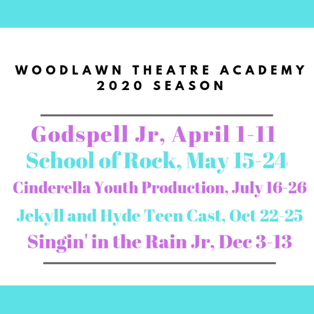 WonderTheatreSA's tweet photo. The Woodlawn Theatre Academy is proud to present full-fledged productions on the Woodlawn Theatre mainstage. Young performers have the opportunity to practice their passion and showcase their talent. Here's the 2020 Woodlawn Theatre Academy Season. #performingarts #education #SA https://t.co/D9mjM8lJSu