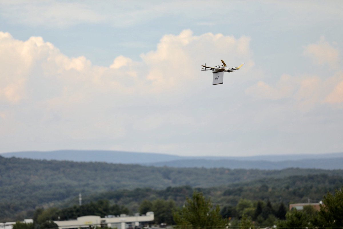 Wing's tweet photo. Thank you Christiansburg for coming to our BBQ and air delivery via drone demo! We enjoyed meeting everyone and answering all your questions. You can visit https://t.co/BtqGe13kwT to keep up with everything we’re doing in Virginia’s New River Valley. https://t.co/pXbw9pKF2c