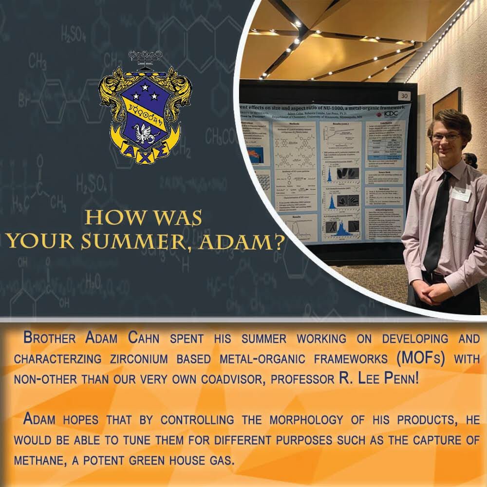 AXSbeta's tweet photo. Be sure to ask Adam about his #departmentofenergy funded project in Professor Lee Penn’s lab!

#axssummer #ToStrive #umndriven 
#alphachisigma https://t.co/5cyIXgaohP