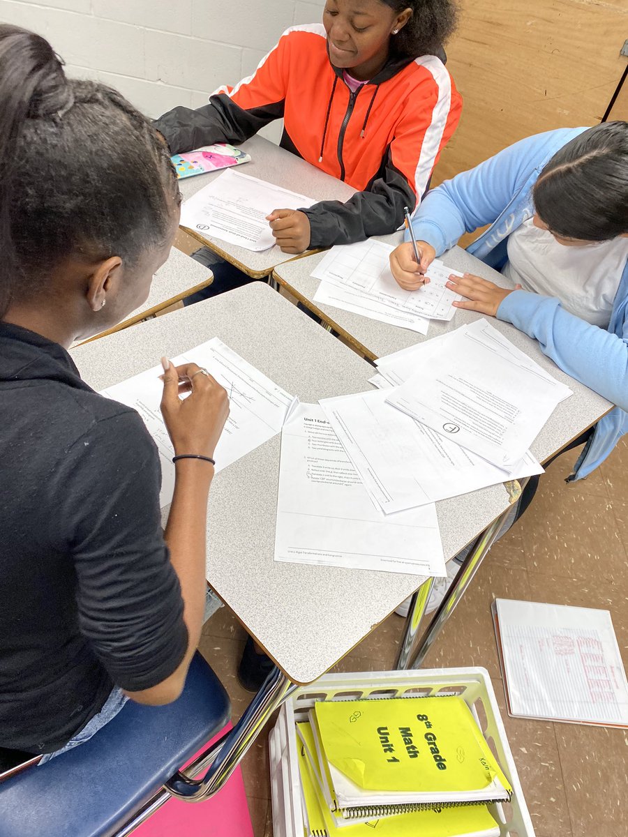 GossomsMathKidz's tweet photo. Some of our scholars using a rubric and graphic organizer to grade a few of our 8th graders Unit 1 tests. Which are Distinguished, Proficient, Apprentice, and Not yets?#knowmoore #8thgrade https://t.co/ATh9ATBx12
