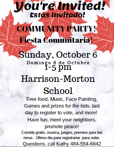 AllentownDem's tweet photo. Join us for our #CommunityParty next Sunday October 6 from 1pm to 5pm at Harrison Morton Middle School! We look forward to seeing you there!! https://t.co/0LtEXfS2W9