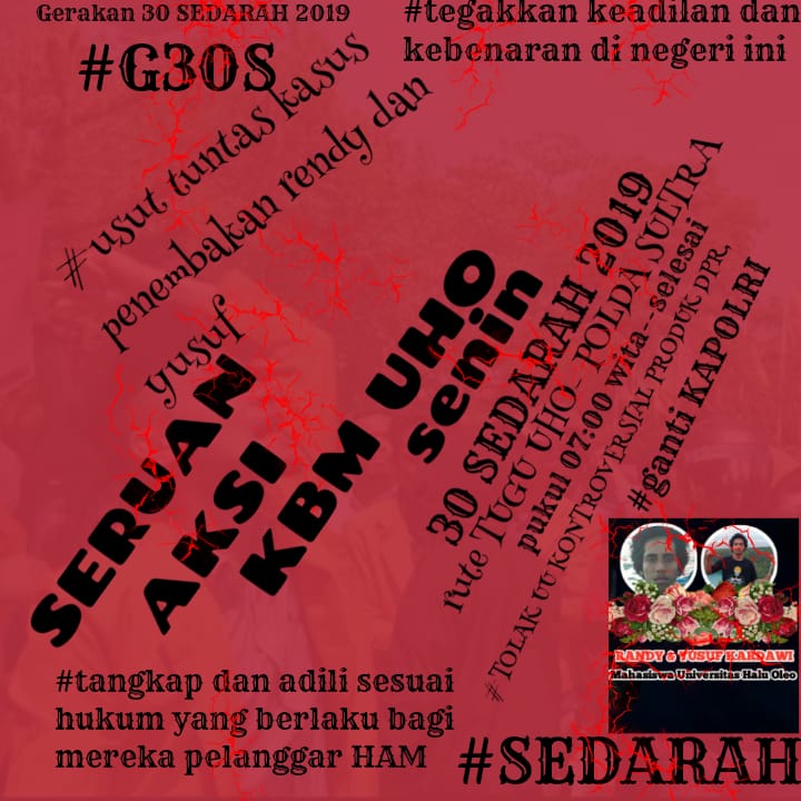 Salam reformasi Indonesia. kami mahasiswa se kota Kendari siap berkumdang menegakan keadilan di bumi Pertiwi, biar mereka tau bahwa keadilan mesti di tegakan walaupun Bumi akan hancur. 
#gerakanmahasiswa
#gerakan30september
#ReformasiDikorupsi