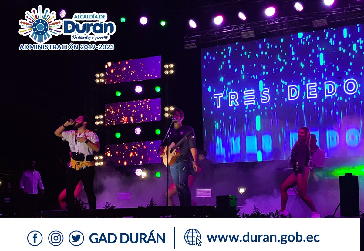 GobiernodeDuran's tweet photo. En el certamen Reina de Durán 2019, se está presentando la agrupación masculina Tres Dedos. #RD2019 https://t.co/4K2hGPNJ2Q