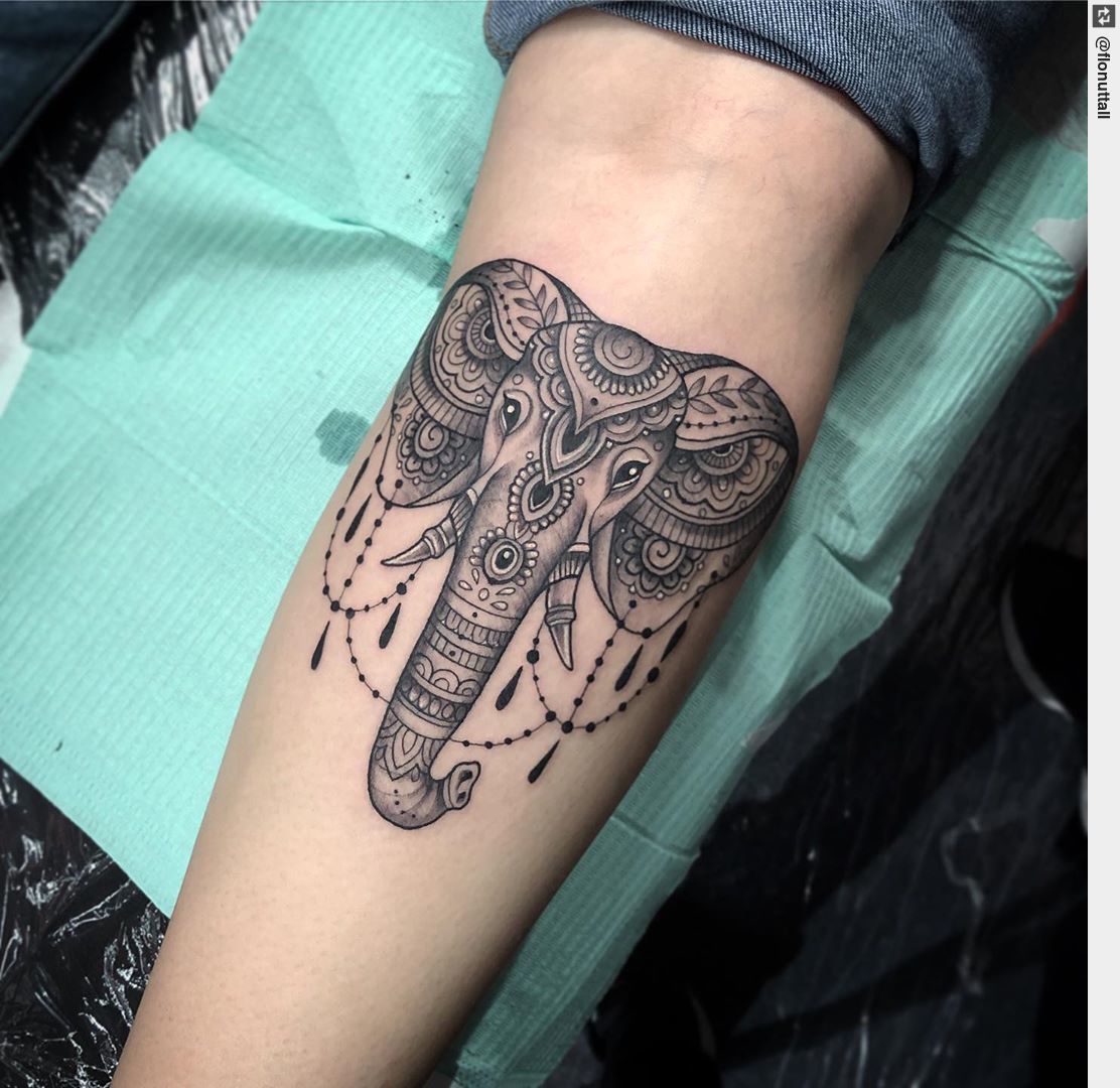Mosaic Elephant Tattoos