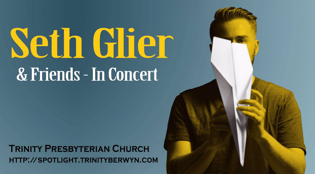 SpotlightBerwyn's tweet photo. Please join us as Grammy-nominated, award winning singer-songwriter Seth Glier and friends perform at the Spotlight Concert Series at Trinity Presbyterian Church (Berwyn, PA) on Saturday, October 5th at 7PM. RSVP at: https://t.co/mAkqgOs3Xu
Free admission! All are welcome. https://t.co/nhNPDUqyun