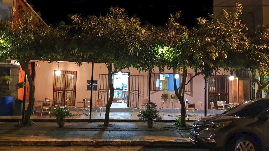 Café La Paulina en Las Tablas . Me encantaaa. Miren estos arbolitos y esta terracita .