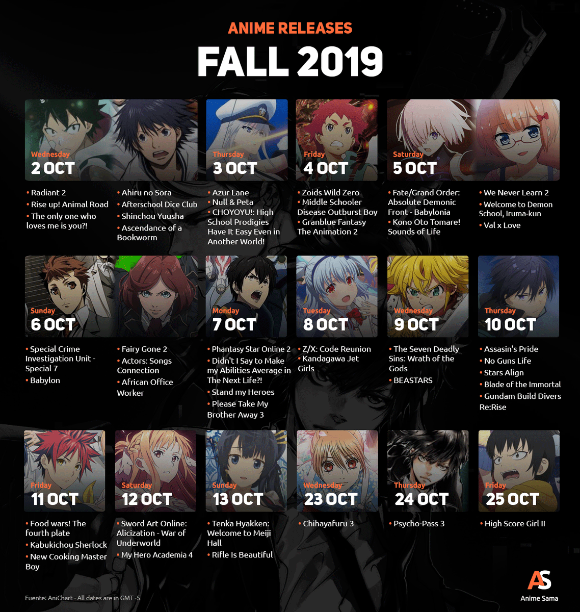 Calendario semanal de los animes 😵😱