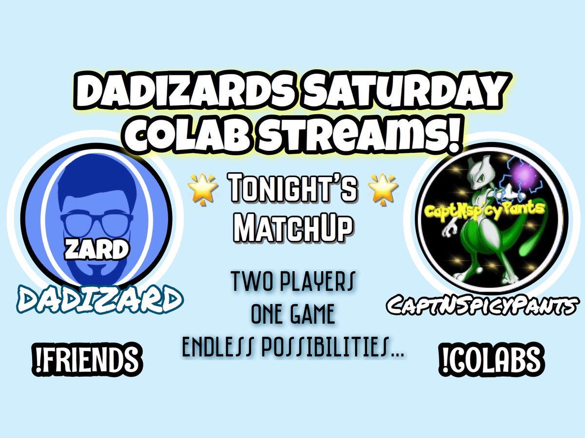 Dadizard's tweet photo. TONIGHT BEGINS Colab Saturday’s! Join us for an amazing night multi streaming with another Pokemon Streamer!
Tonight is @SpicyCaptn !
50 subs = #SHINYBEARD emote / horror stream
#lateniteswDad #teamSTRIVE
https://t.co/zpoDm1fVE0 https://t.co/sVYJfv2I9o