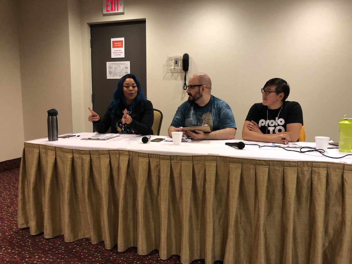 Mandi Hutchinson (@boardgamerpinup), Dimitrios Alexis (<a href="/dimitriosalexis/">Dimitrios Alexis</a>) &amp; Caryl Tan (<a href="/QuicheGames/">Caryl Tan</a>) sharing some of their favourite prototypes of #ProtoTO! This talk will be shared to the ProtoTO Youtube channel 📺