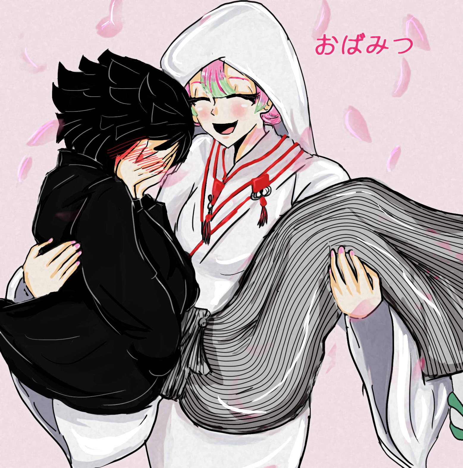 ✳*︎様 ファンアート　鬼滅の刃　伊黒&甘露寺　和装結婚式 伊黒と蜜璃の結婚 : r/KimetsuNoYaiba